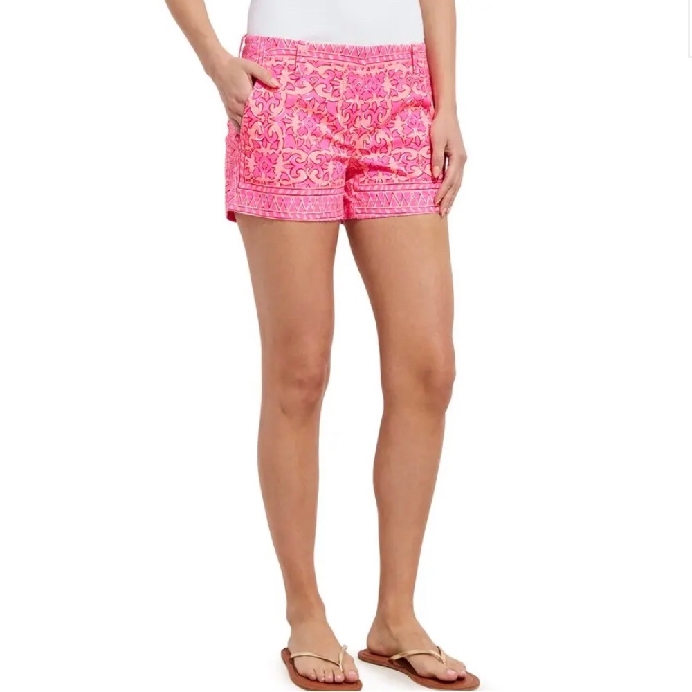 Vineyard Vines Geo Everyday Shorts - Knockout Pink, Cotton/ Spandex, 4 pockets